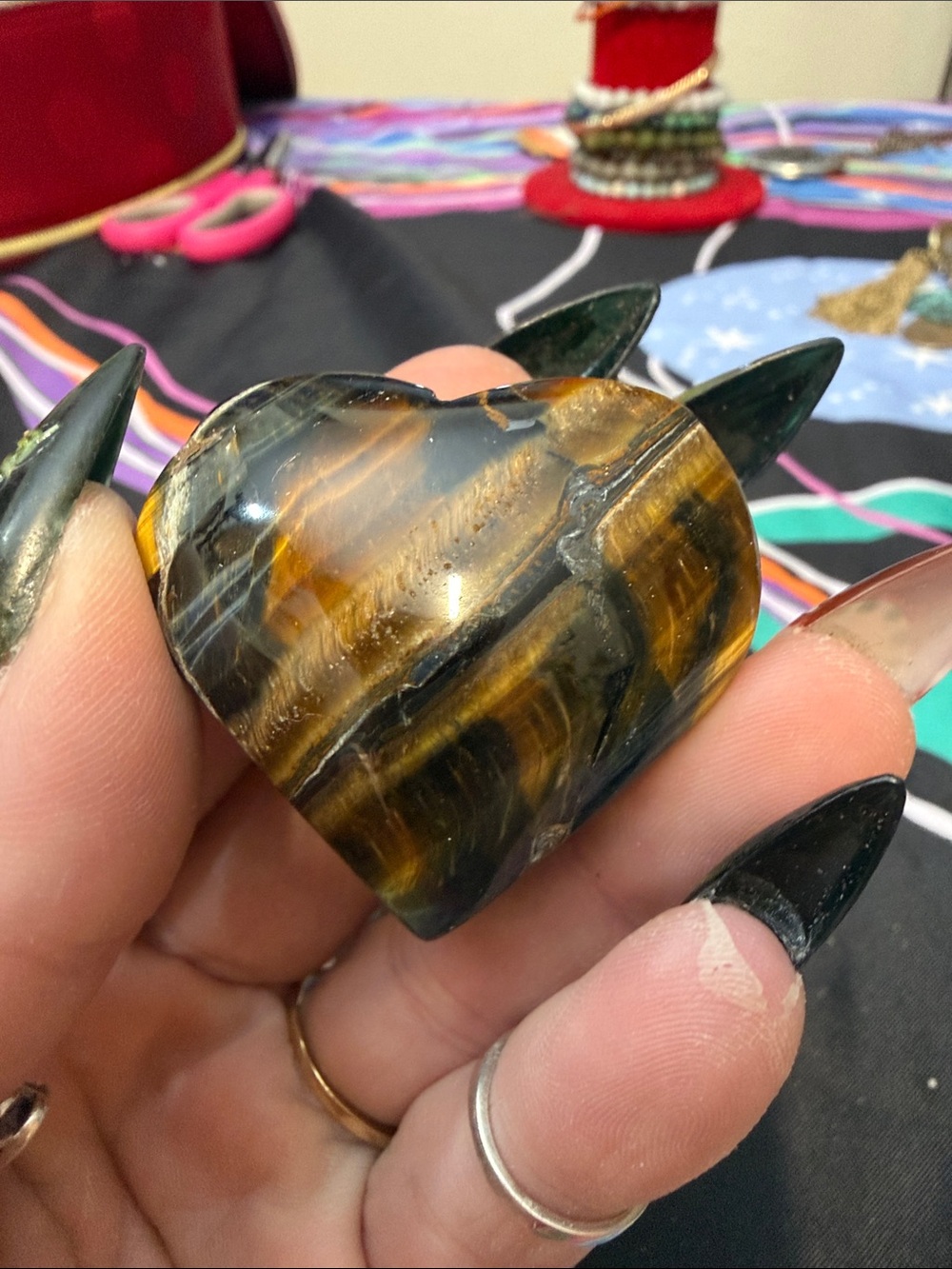 Polished Tiger's Eye Heart Gemstone - Brown and Gold
